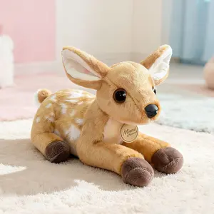 25cm Lying Kawaii Sika Deer Plush Toy Dolls Imitation Soft Cartoon Deer Stuffed Dolls Christmas Home Decor Plush Pillow