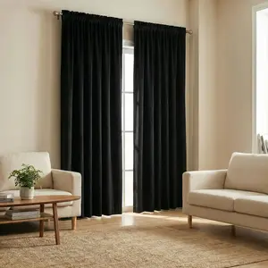 2pcs 100% Blackout Curtains 2 Panels Set for Bedroom with Black Coated Film Backing Thermal Insulated Privacy Protect Aesthetic Solid Color Window Drapes Blackout Window Cover Rod Pocket 52x95 Inch High Performance