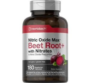 Horbäach Nitric Oxide Beet Root Capsules | 180 Count | with Nitrates and Precursor | for Men and Women | Vegetarian, Non-GMO, Gluten Free Supplement