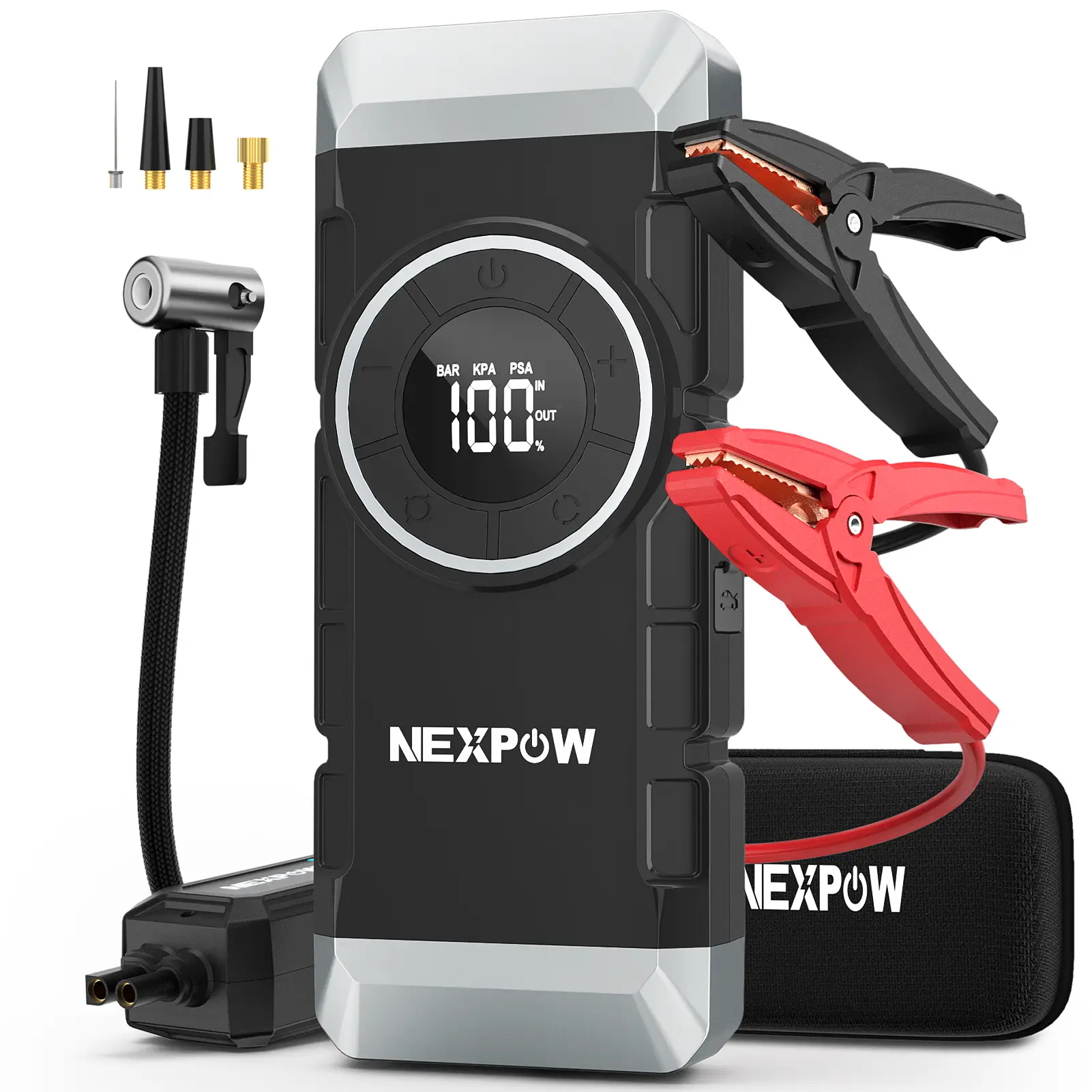 NEXPOW 2000A Peak Car Jump Starter with Air Compressor, 12V 150PSI, Quick Charge PD18W, Force Start for Up to 8L Gas & 8L Diesel Engines