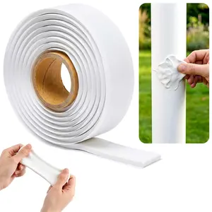 U0U Moldable Silicone Putty,Waterproof Multi Purpose Butyl Seal Putty Tape 66 x 0.6 Inches,Plumbers Duct Seal Putty for Sink Drain Gap Wall Repair (1, White)