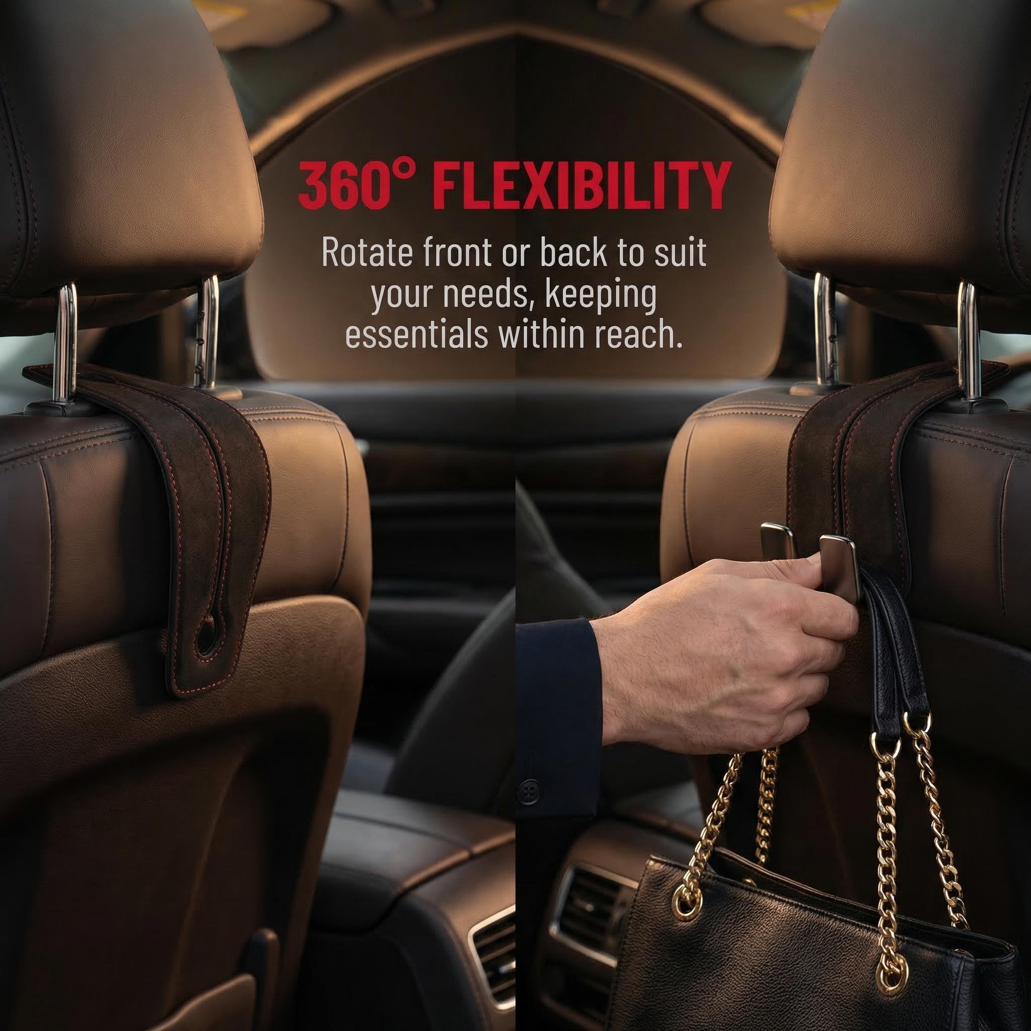 Universal Suede Leather Car Back Seat Hook | Double Hanging Organizer for SUV & Sedan | Soft Anti-Scratch Interior Decor | Multi-Functional Headrest Hanger Bags & Essentials Solar Powered Winter Windshield Long Carbon Fiber Stretchable Truck Bed Cargo Net