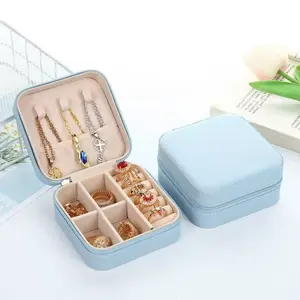 Square Jewelry Storage Box with Zipper Closure, Multi-Layer Soft Lining for Earrings Necklaces Rings, Perfect Gift for Friends Family