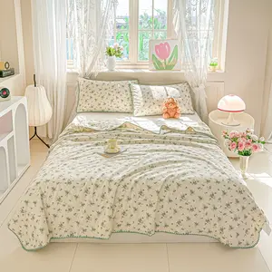 Cotton Floral Shell Embroidery Summer Quilt, Soft Breathable Air-Conditioning Blanket, Multiple Patterns Available