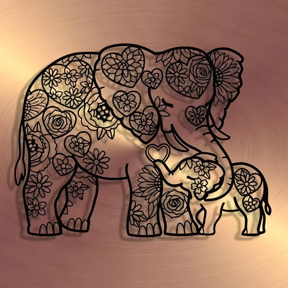 Elephant Pattern Wall Art, 1 Count Modern Art Wall Decor, Wall Hanging Decor for Home Living Room Bedroom, Home Decor, Room Decor, Gift for Friend, Ornaments, Flower, Rose, Modern Home Decoration, Elephant Design, Decoration Items