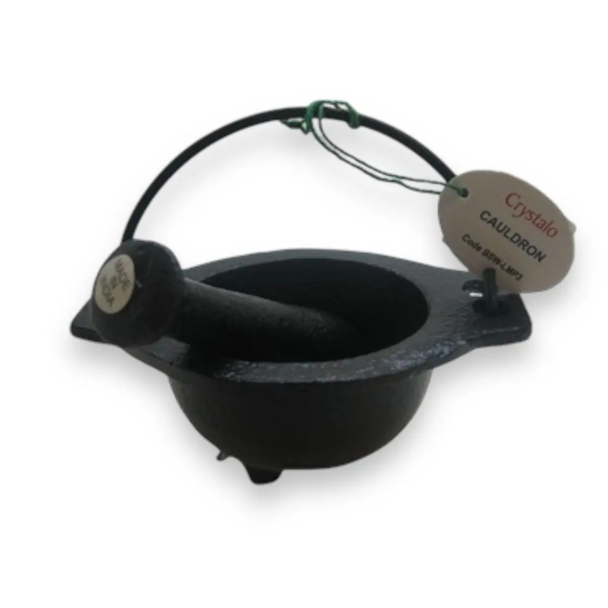 Crystalo 5 in Heatproof Cast Iron Cauldron and Mortar Set, Caldero Bowl - Home Decor for Herbs, Spices, Religious Use