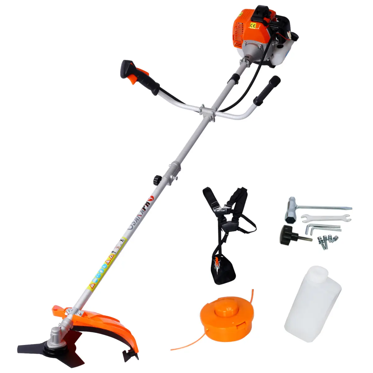 Weed Eater Gas Powered, 52cc 2-Stroke Gas Crank Weed Wacker Cordless, 2 in 1 Grass Trimmer, Multi-Functional Trimming Tool - String Trimmer, Brush Trimmer ,with 10'' Brush Cutter,Rubber Handle & Shoulder Strap Included
