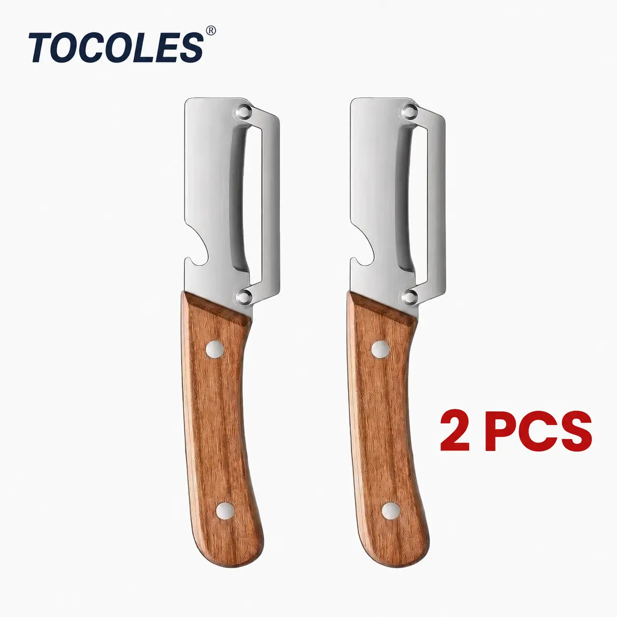 2-in-1 Kitchen Utensil Fruit & Veggie Peeler with Sharp Stainless Steel Blade, Wooden Handle, Ergonomic Non-slip Grip & Bottle Opener for Easy Peeling