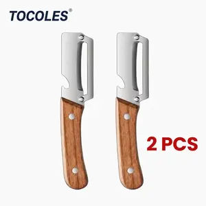 2-in-1 Kitchen Utensil Fruit & Veggie Peeler with Sharp Stainless Steel Blade, Wooden Handle, Ergonomic Non-slip Grip & Bottle Opener for Easy Peeling