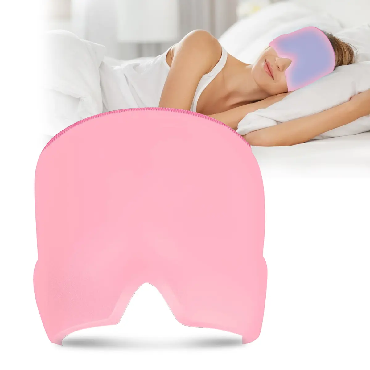 Migraine Headache Relief Cap,Relieve Migraine, Comfortable Head Wrap Ice Pack Eye Mask for Puffy Eyes,Suitable for Home breaks, before sleep, office