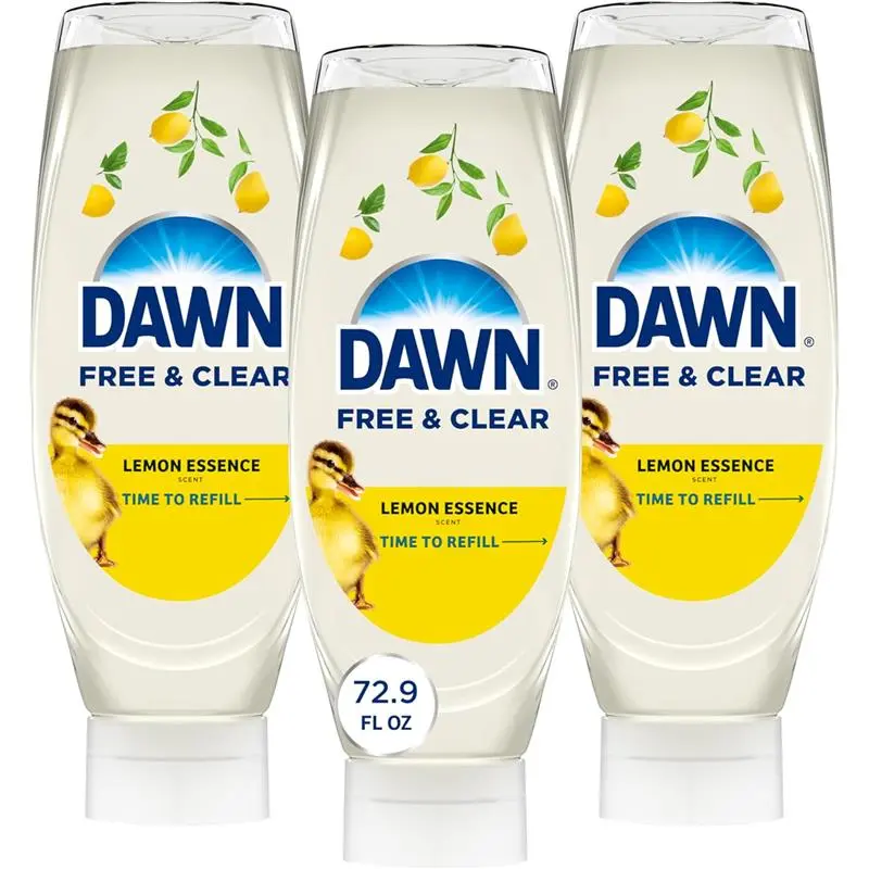 3 Pack Free & Clear EZ-Squeeze Dish Soap Liquid, Dishwashing Liquid, Grease Removal, Lemon, 24.3 Fl Oz