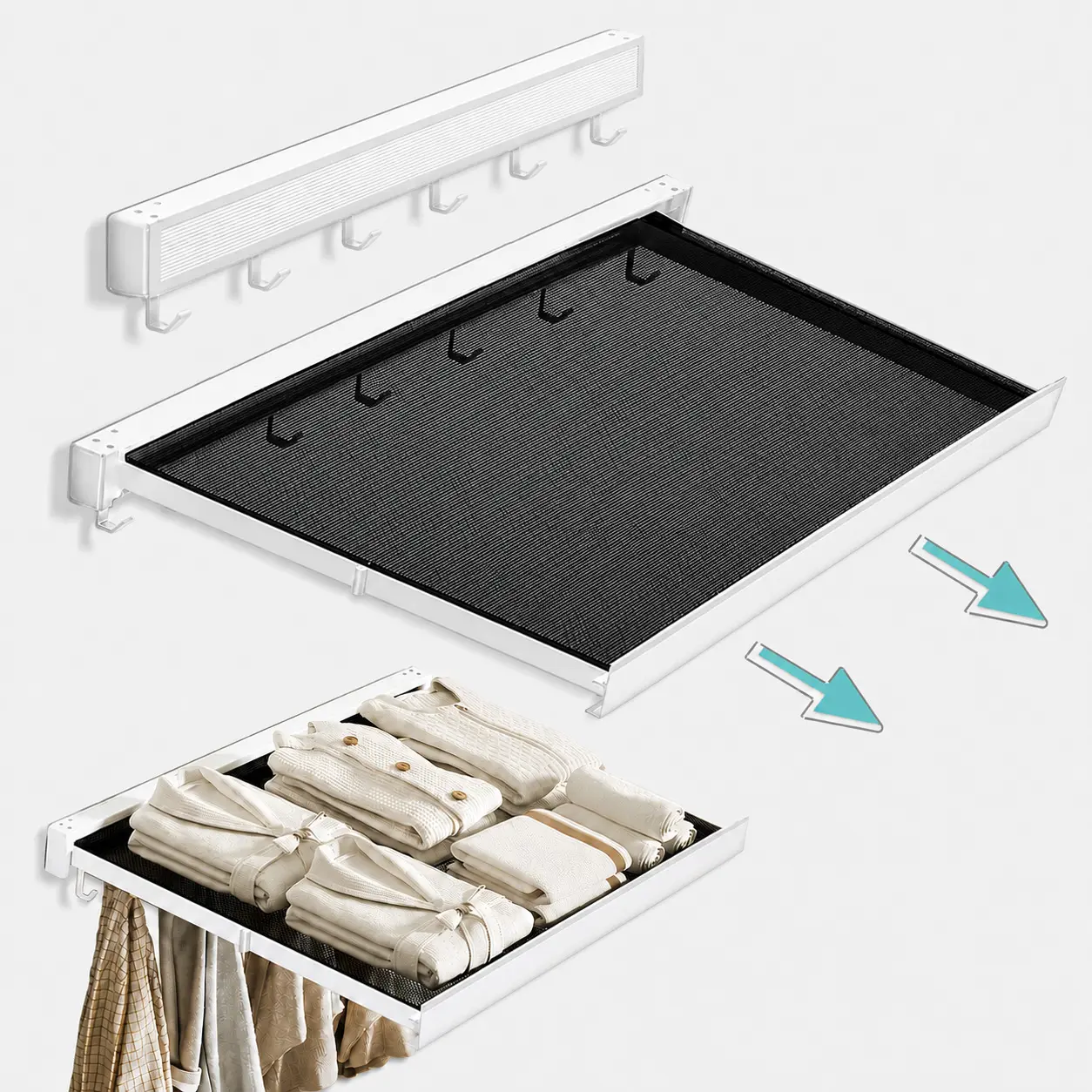 Expandable Retractable Clothes Drying Rack Wall Mounted Folding Laundry Organizer with Adjustable Design for Bathroom, Balcony, Bedroom, Apartment, Laundry Room, Socks, Towels & Everyday Clothing