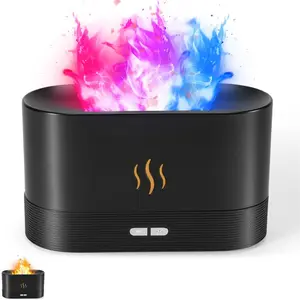 Colorful Flame Air Aroma Diffuser Humidifier, Upgraded 7 Flame Colors Noiseless Essential Oil Diffuser for Home, Office with Auto-Off Protection 180mL