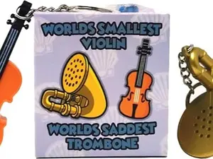 MunnyGrubbers - Original World's Smallest Violin & World's Saddest Trombone Toy Keychain with Playable Sad Sound - Sad Trombone - Mini Tiny Violin Keychain with Sound - Funny Meme - (WSV-V1-1P-WT)
