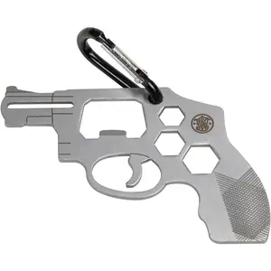 Revolver Novelty Multi-Tool Carabiner with Durable, Compact Stainless Steel Construction for Tactical, Gunsmithing and EDC