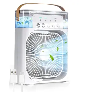 Portable Air Cooler Fan with LED Lights, Adjustable Speeds, Humidifier Function, Quiet Operation, Ideal for Office Desk, Bedside Table, Coffee Table, Rechargeable Portable Fan