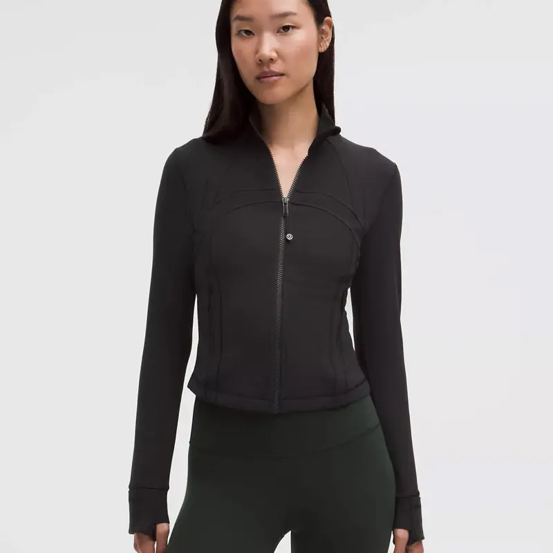 Lululemon Define Cropped Nulu Jacket, Black Casual Chic Sports Outerwear, Casual Chic Outerwear