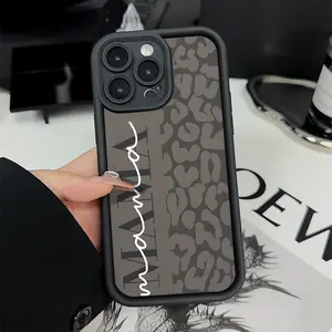 Fashion MAMA Leopard Print Phone Case for iPhone17 Pro Max 17 Air  16 15 14 Pro Max 13 12 11 X RXS E Plus Shockproof Full Lens Protection Durable Slim Silicone Cover