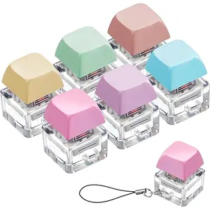 Stress Relief Keyboard Clicker Toy, Fidget Cube, Anxiety Fidgets, Fingertip Keychain Design, Macaron Color Stress Relieving Gift for Adults & Kids