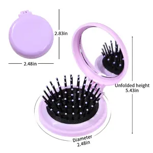 Portable Air Cushion Comb with Mirror, Plastic Massage Comb, Travel Foldable Hairbrush, Beauty Mirror Comb, Massaging Comb