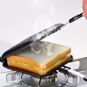 1 non-stick sandwich baking pan, single-sided aluminum baking pan and toast pan with heat-resistant handle, perfect for making the perfect sandwich, more food such as pancakes, ideal for cheese baking