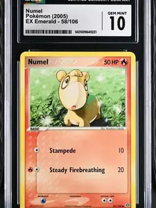CGC 10 2005 Pokemon EX Emerald Numel 58/106 Pokemon CardCGC 10 2005