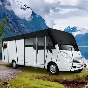 8.5x3m RV Sun Protection Car Cover 210D Oxford Cloth Caravan Rooftop Tarpaulin Weather-Resistant Foldable Motorhome Roof Cover for RV Travel Car Supplies