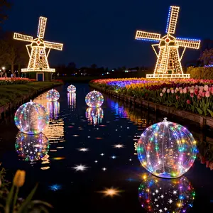 Multicolor Solar Pool Float Lights 34cm Diameter 68x68mm Eco-Friendly 8 Functions Solar Panel for Summer Garden Christmas Outdoor Decorations Gifts Hangable Floatable