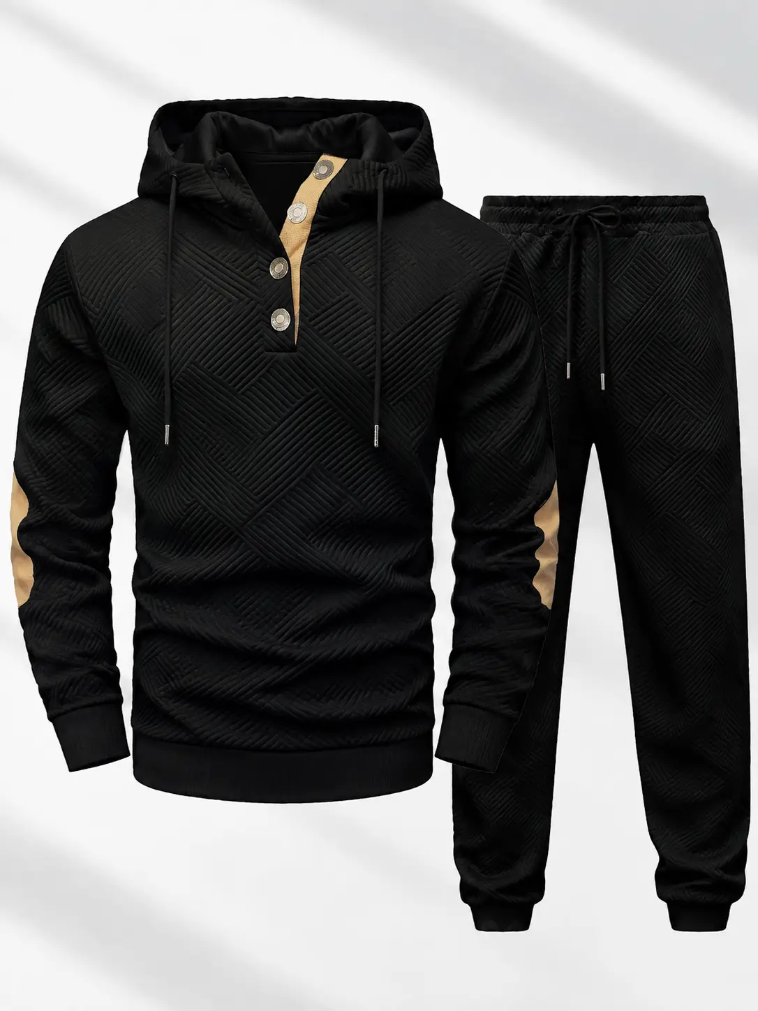 Men's casual fashion suit knitted jacquard sweatshirt and pants two-piece set