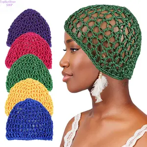 Adults' Knitted Mesh Detailing Head Wrap Hat - Hollow-Out Solid Color Breathable Turban, Stylish Fishnet Bun Cover, Soft Elastic Beanie for Daily Wear & Chemo Use