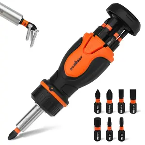 Magnetic Portable Screwdriver Bit Set: 8-in-1 Ratcheting Screw Driver Includes 1/4”Bit Driver Screwdriver Bit Holder, 7 Screwdriver Bits with Phillips, Slotted, Square, Hex, for Garage & Daily Repair hex  set