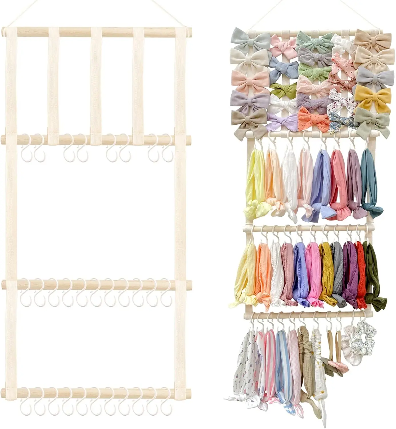 Headband Holder Hair Bows Organizer for Girls, Baby Headbands Hair Accessories Organizer Storage Wall Hanging Decor for Toddler Girls Room