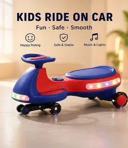 2-in-1 Rechargeable Light-Up Electric Wiggle Car with Pedal, 2 Motors, Anti-Rollover Design, Flashing Wheels, Bluetooth, Body Light, High Speed Ride-On Toy for Ages 3+