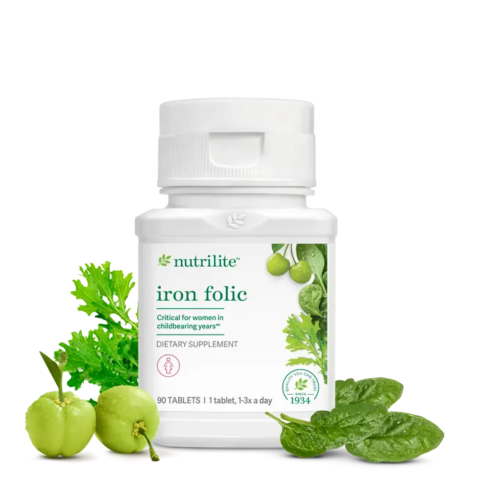 Nutrilite Iron & Folic Acid Tablets 90 Count for Women's Daily Wellness Support | Essential Nutrients for Energy & Nutritional Balance | Daily Routine Supplement - Healthcare, Vitamin
