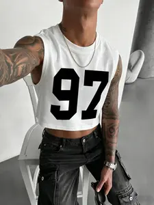 Y2K Style Retro Number 97 Print Sleeveless Vest, Short Tank Top, Comfortable Daily Wear, Perfect for Casual, Sleeveless Sport Tank