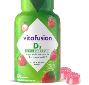 vitafusion Extra Strength Vitamin D3 Gummy, Strawberry Flavored Bone and Immune System Support (1) 120 Count