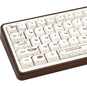 PBT keyboard Keycaps, Chocolate Keycaps 60 65 75 100 Percent, Cute Key caps Dye Sub, Custom 145 Keys Cherry Profile for 61/68/84/87/98/100 Cherry Gateron MX Mechanical, White