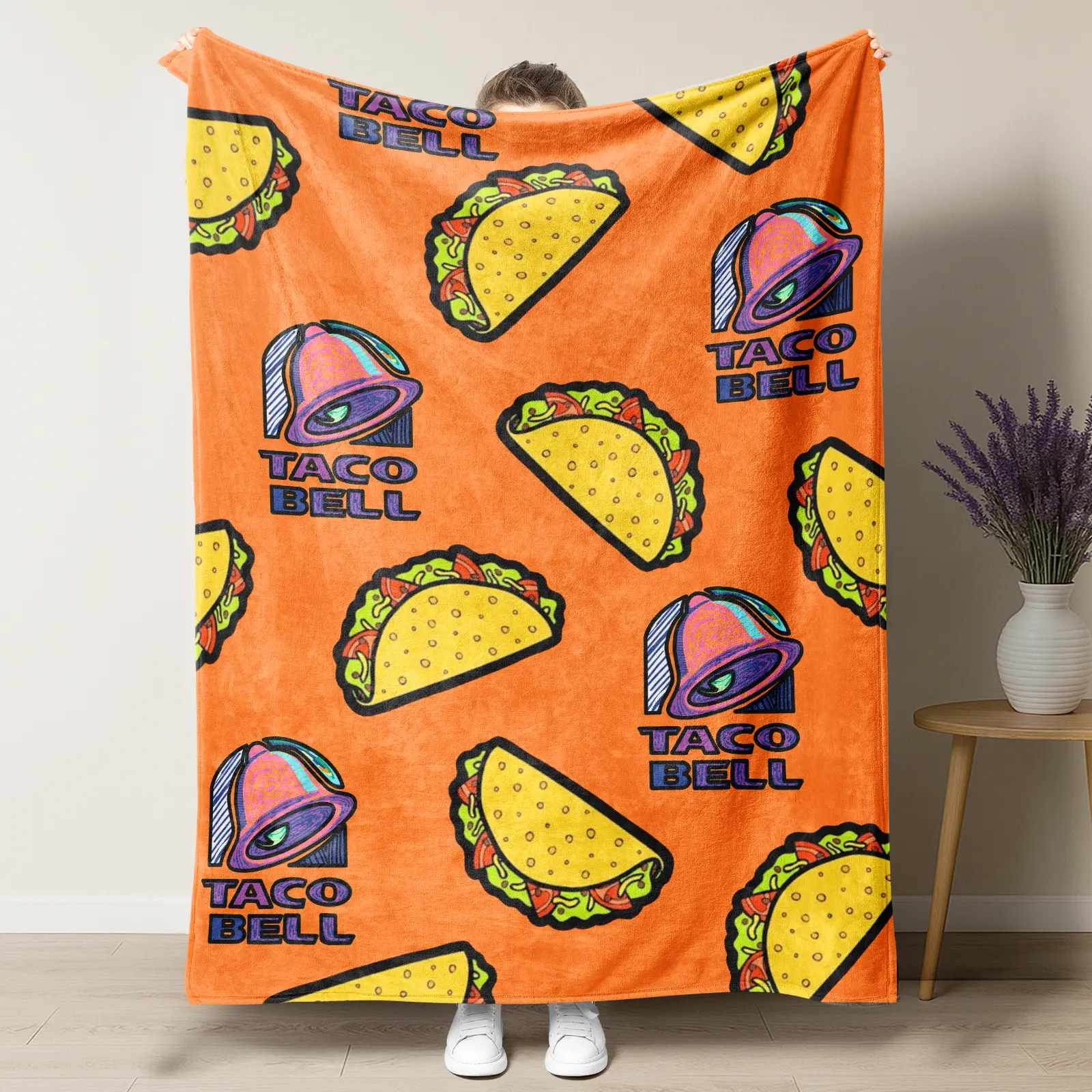 Taco Bell Themed Blanket Soft Throw Blanket for Home Office Travel Print Blanket cozy blanket slogan print fleece fluffy personalized flannel heartfelt gift