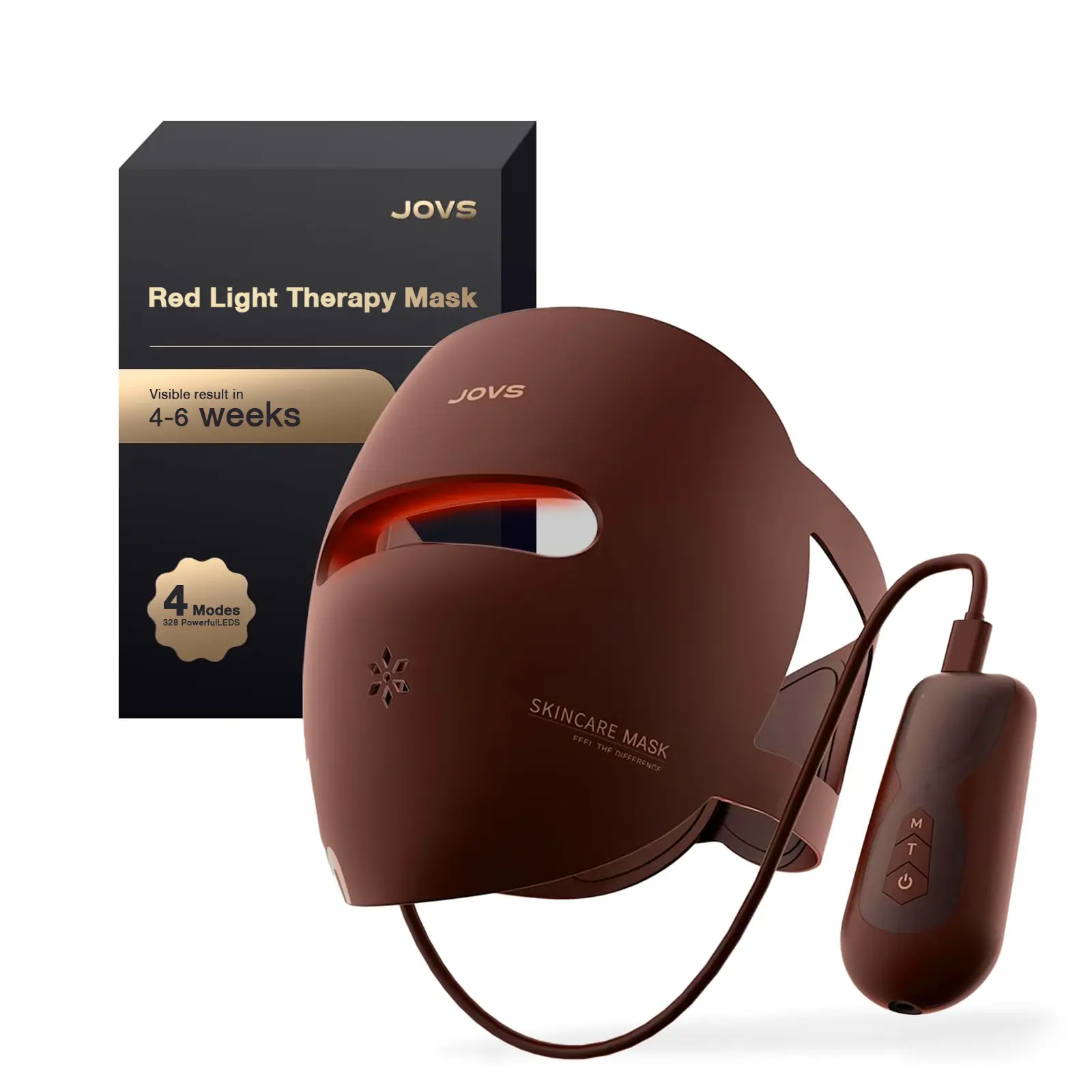 JOVS Wireless LED Face Mask - Red Light Therapy Device for Salons & Spas, Lightweight for Home Routines, Suitable for All Skin Types, Red Light Mask, Lightweight Mask Fits Home Routines
