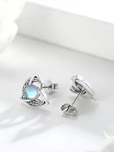 Elegant Women's Retro Bohemian Inspiration Moonstone Earrings, Nickel-Free Celtic Knot, Hypoallergenic, Casual Fashion, Perfect for Daily Wear and Gifts