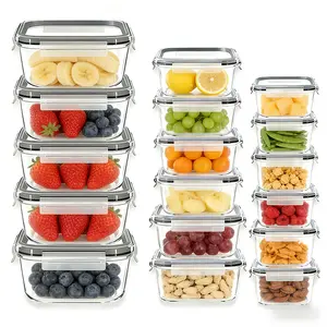 Airtight Lids Glass Food Storage 18 Pack,Durable Office Lunch Meal Prep Containers,BPA Free Microwave Oven Freezer Dishwasher Safe