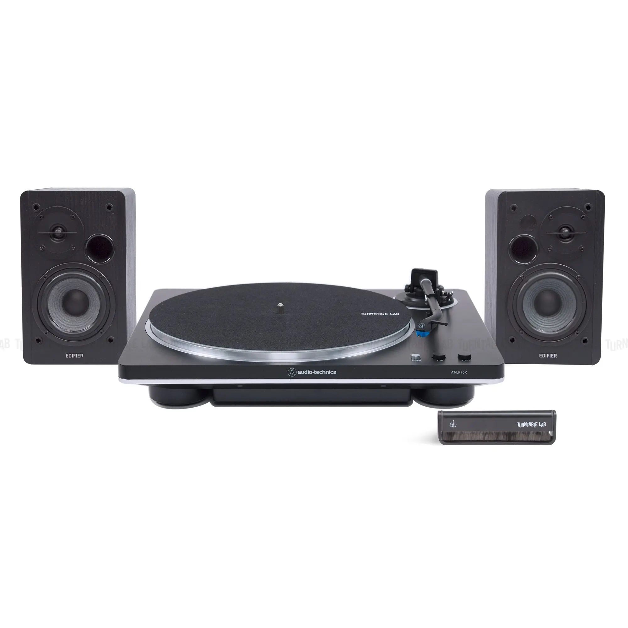 Audio-Technica AT-LP70X Vinyl Record Player & Edifier R1280DB Bluetooth Plug-In Speaker Turntable Package