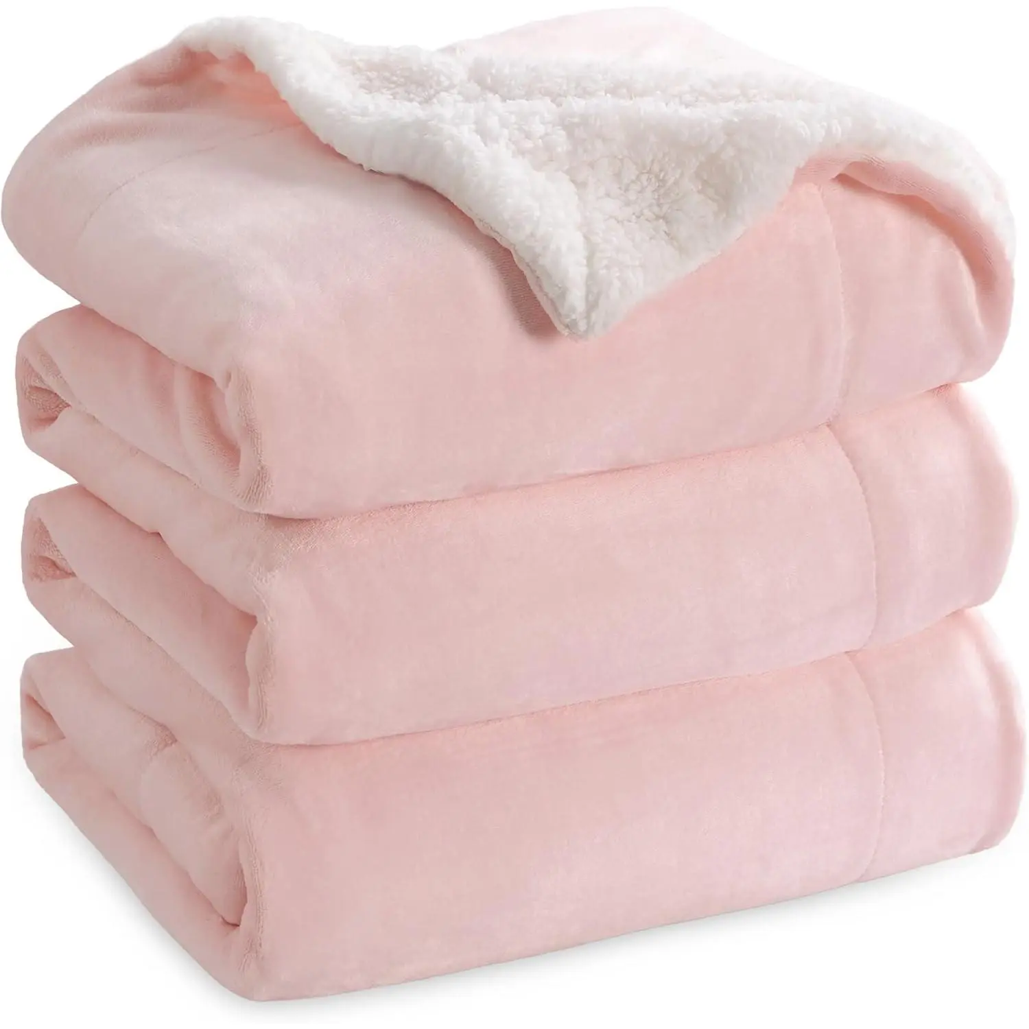 Sherpa Blankets King Size for - Thick and Warm, Fuzzy Plush King for Winter, Pink, 108x90 Inches