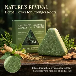 Icesèa Shampoo Bar - Oil Control & Hair Growth, Usman Grass & Ginseng Herbal Soap for Stronger, Darker Hair (120g)