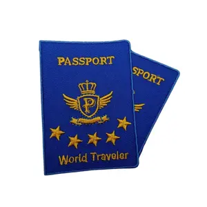 Patch Party Club, 1-pc, "World Traveler," Gold Passport Patch, Unisex Iron-on Embroidered Patch, Melanin Travels, 3"inch x 3" Patch
