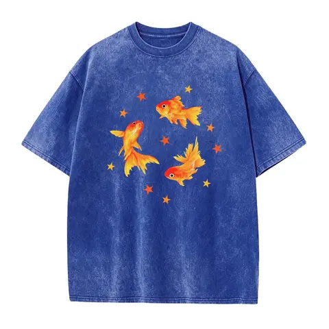 Goldfish T-Shirt, Star Aesthetic, Cute T-Shirt, Beachy Shirt, Grunge Y2K Tee, Cool Vintage Retro T-Shirt Gift, Unisex T-Shirt Casual Fabric