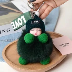 Cute Kawaii Sleeping Doll Keychain, Adorable Cartoon Plush Toy Keyring, Soft Stuffed Animal Accessory, Perfect Gift for Kids, Fuzzy Keychain, Cute Soft Keychains