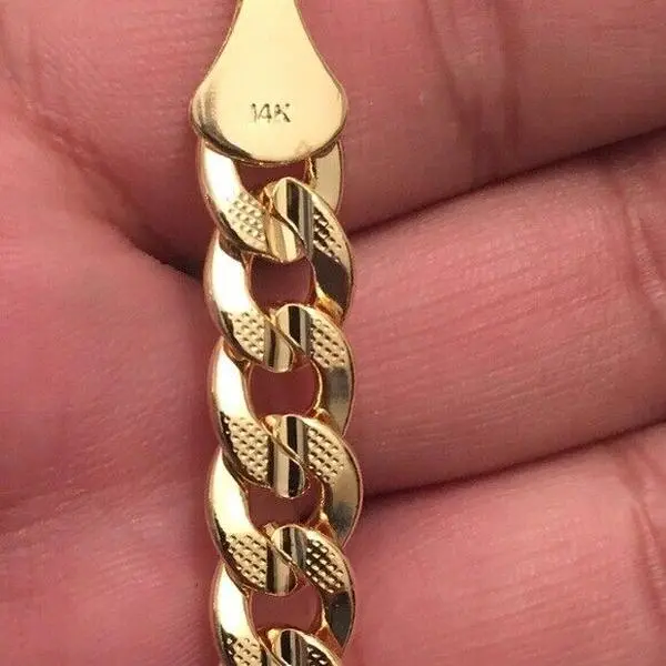 MaxBling81 14K Stamped Gold-Plated Brass Miami Cuban Chain, 7mm Thick Bling Necklace with Adjustable Length 8"-30"