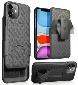 Case with Clip for iPhone 11, Nakedcellphone [Black Tread] Kickstand Cover with [Rotating/Ratchet] Belt Hip Holster Holder Combo for Apple iPhone 11 (2019, 6.1" Model)