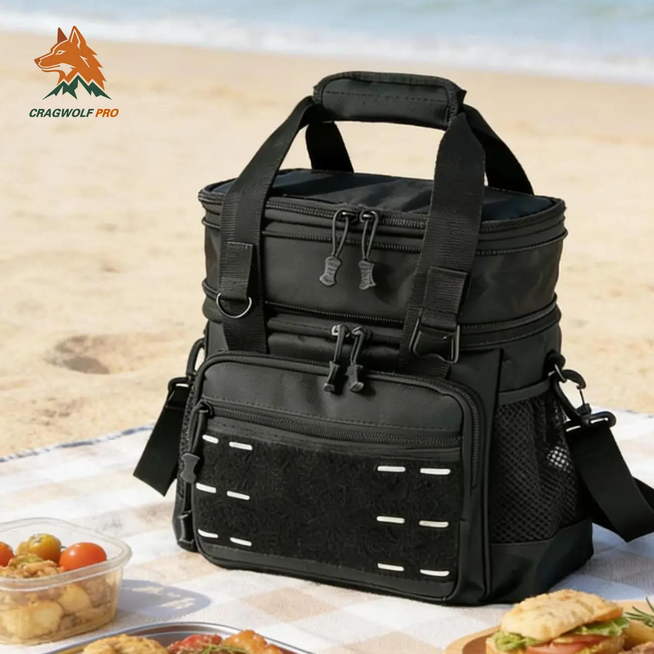 Tactical Lunch Box for Men, Insulated Lunch Bag Adult, Thermal Lunchbox Leakproof Waterproof Cooler Bag, Large Lunch Pail for Work Office Camping Travel (Black), lunch cooler leak bag heavy duty, proof cooler backpack large waterproof